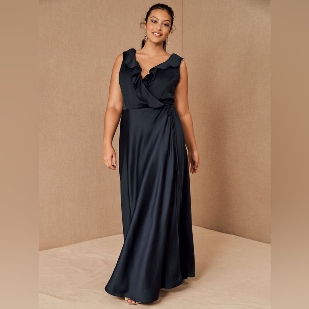 NWT Sachin + Babi 4 BHLDN Tansy Satin Charmeuse Maxi Dress Black Gown $220